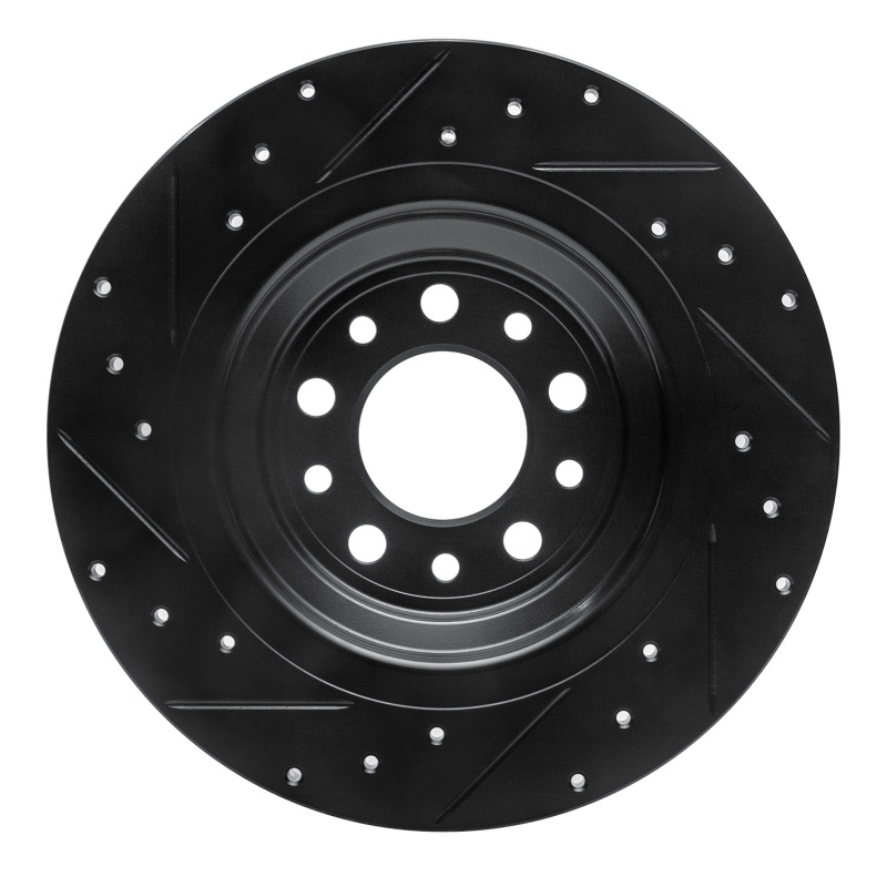 Jeep Cherokee Brake Rotor (1) - Rear Right - R1 Concepts - Drilled & Slotted - Black - `14-`23